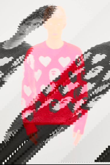 Villapaita BAPE A Bathing Ape I Love Bape Monogram Fuzzy Sweater Punainen | 1K80220006, 0