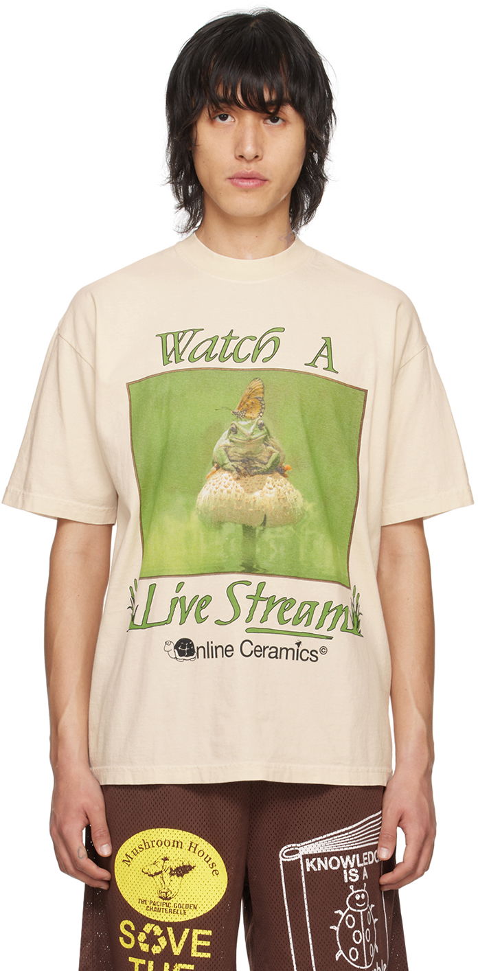 T-paita Online Ceramics Beige Watch A Live Stream T-Shirt Beige | Tan Watch A Live Stream SS Tee, 0