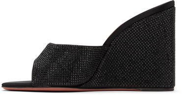 Asusteet Amina Muaddi Amina Muaddi Lupita Crystal Wedge Heeled Sandals Musta | LUPITA CRYSTAL WEDGE WEDGE SATIN, 2