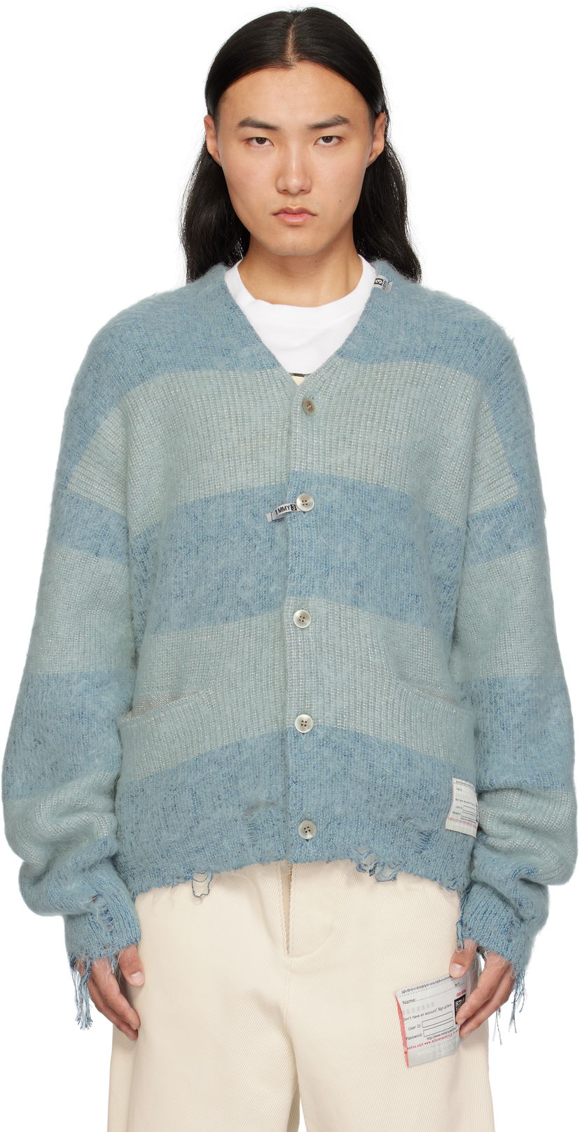 Villapaita Maison MIHARA YASUHIRO Mohair Knit Cardigan Sininen | A13CD511