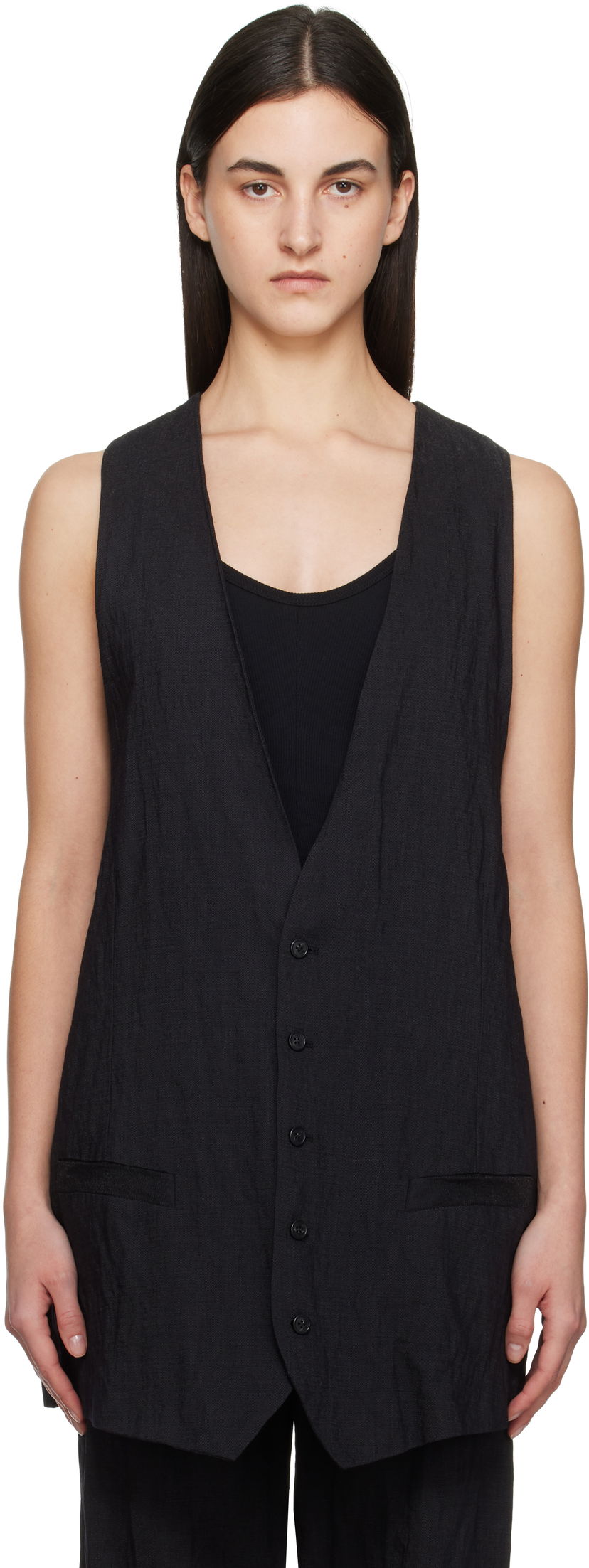 Liivi Maison Margiela MM6 Maison Margiela Crinkled Tailoring Vest Musta | S52FB0093 M35253