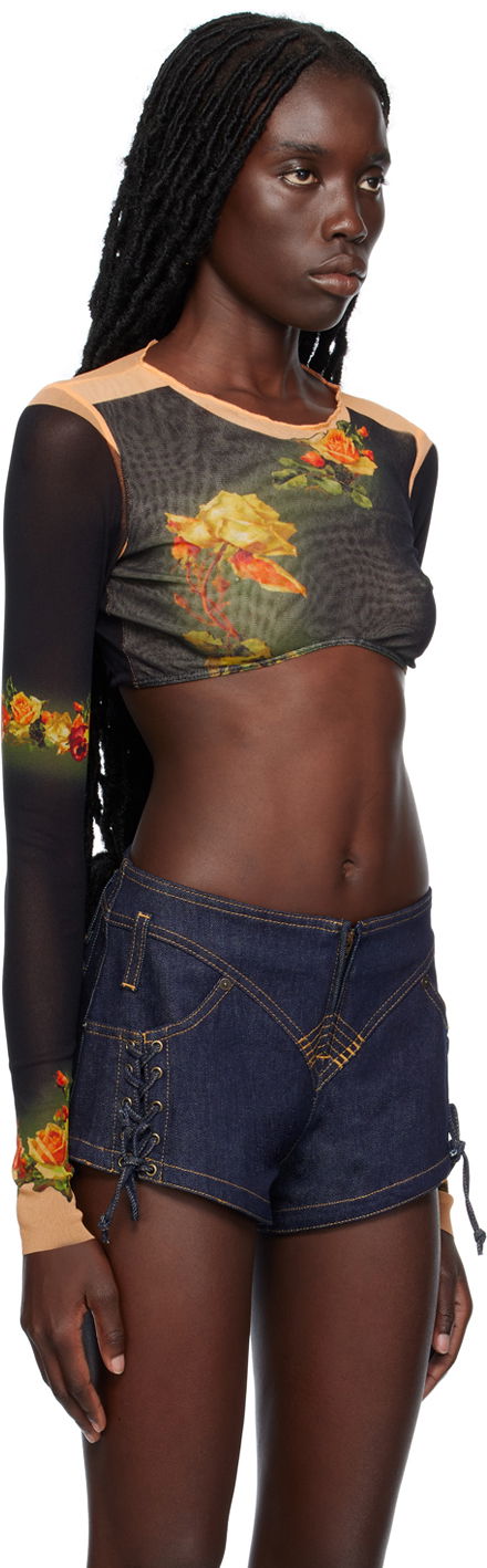 Crop top Jean Paul Gaultier Jean Paul Gaultier 'The Fleurs Petit Grand' Long Sleeve Crop Top Monivärinen | 23/12-F-TO080-T525-6800, 1