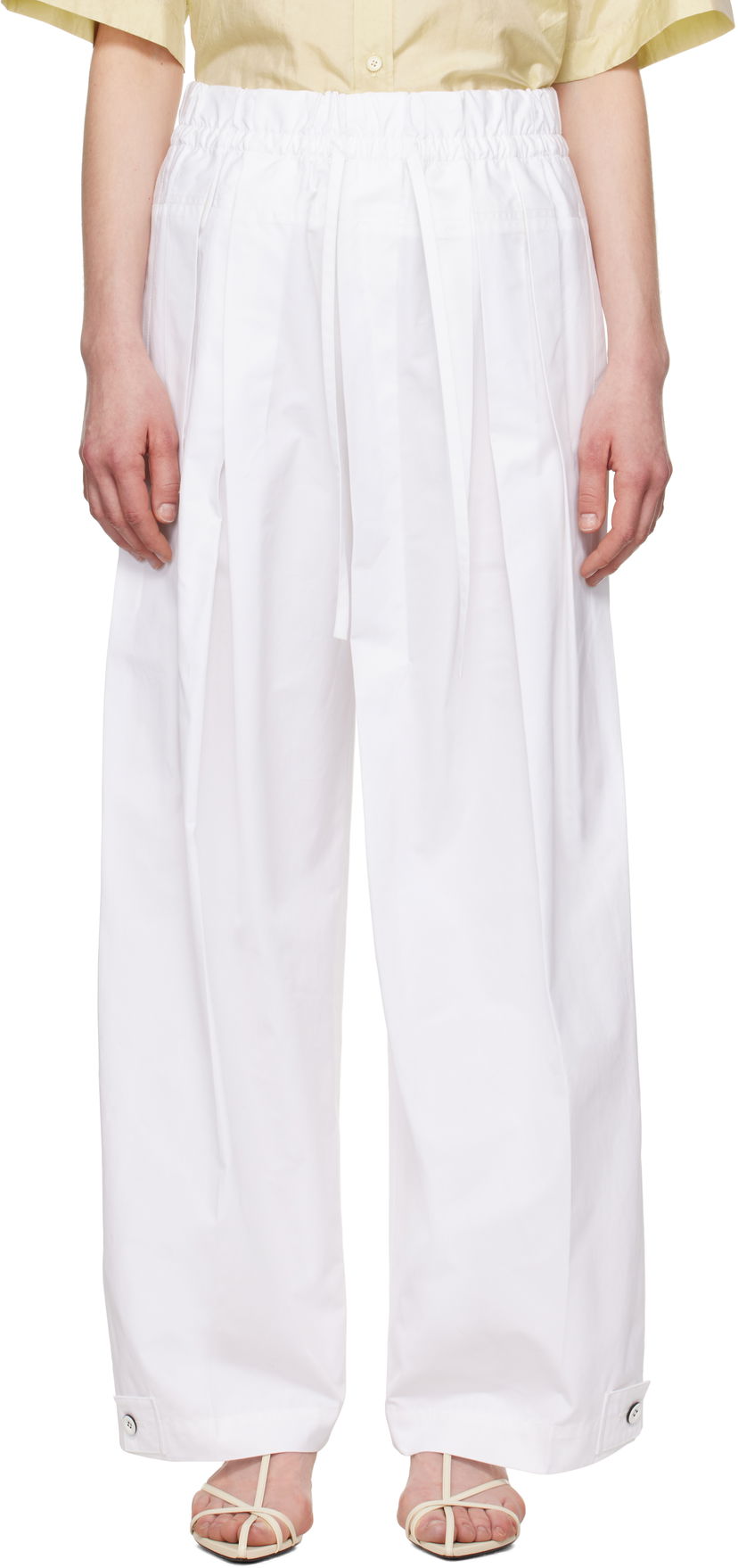 Housut Jil Sander Jil Sander Wide-Leg Trousers Valkoinen | J02KA0221_J45002