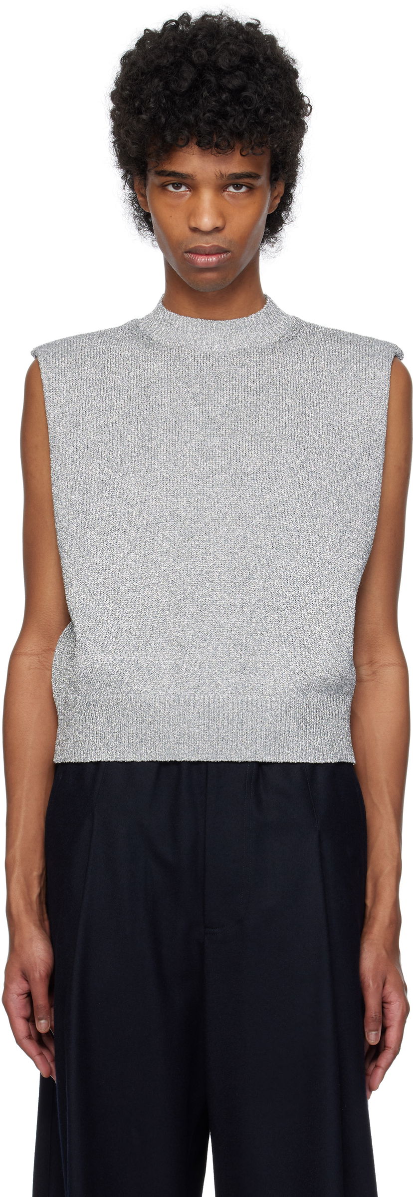 Villapaita Dries Van Noten Dries Van Noten Metallic Knit Vest Harmaa | 251-021222-1706