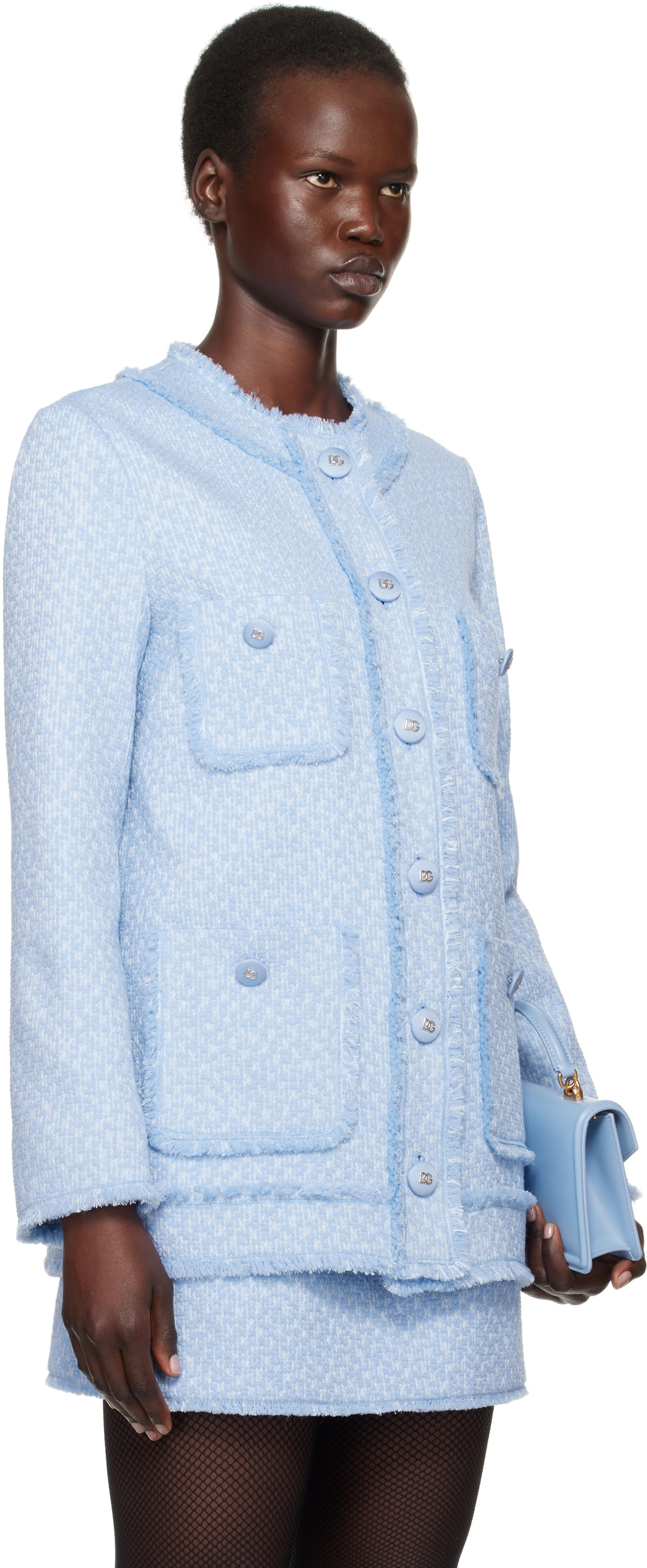 Takki Dolce & Gabbana Dolce&Gabbana Single-Breasted Raschel Tweed Jacket Sininen | F29YCT HUMUA, 1