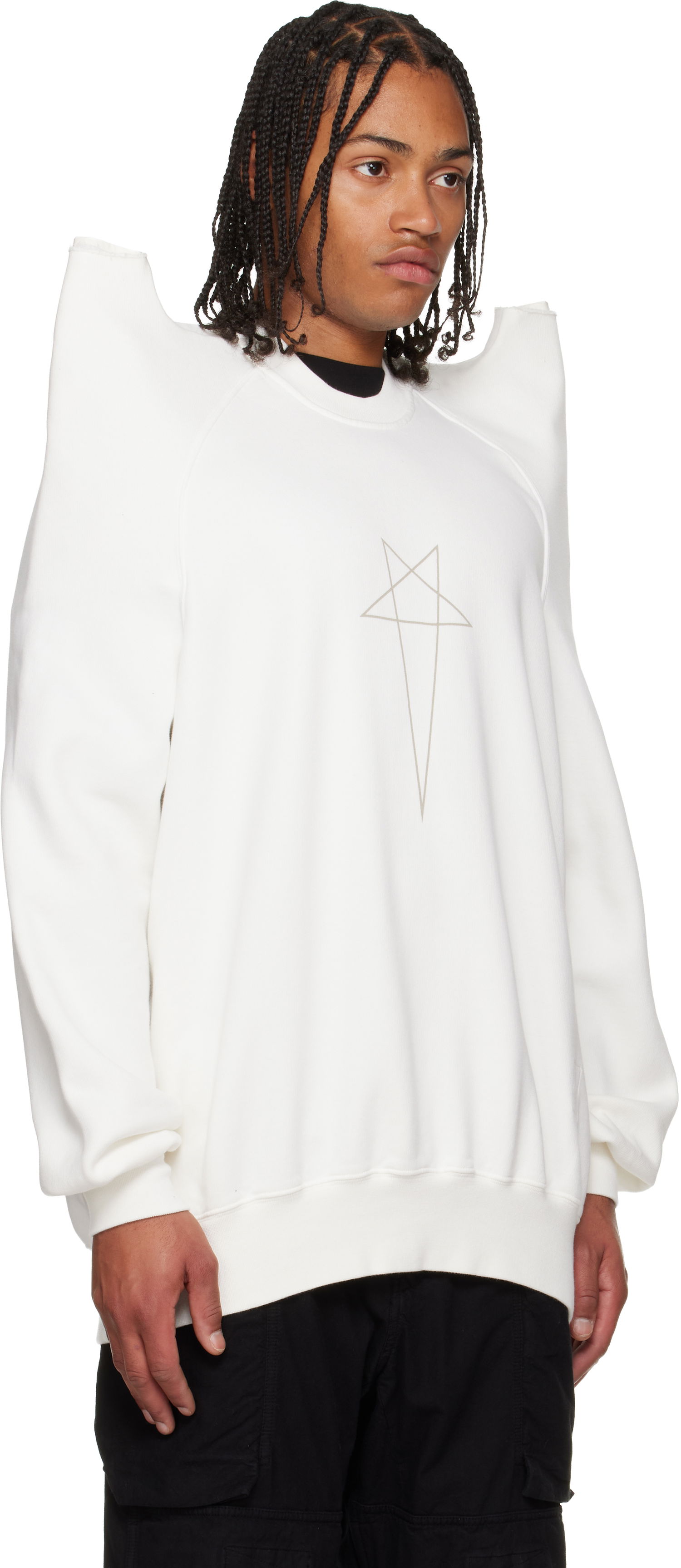 Huppari Rick Owens Concordians Tecsweat Padded Shoulder Sweatshirt Valkoinen | DU02E7272 FEP3, 1