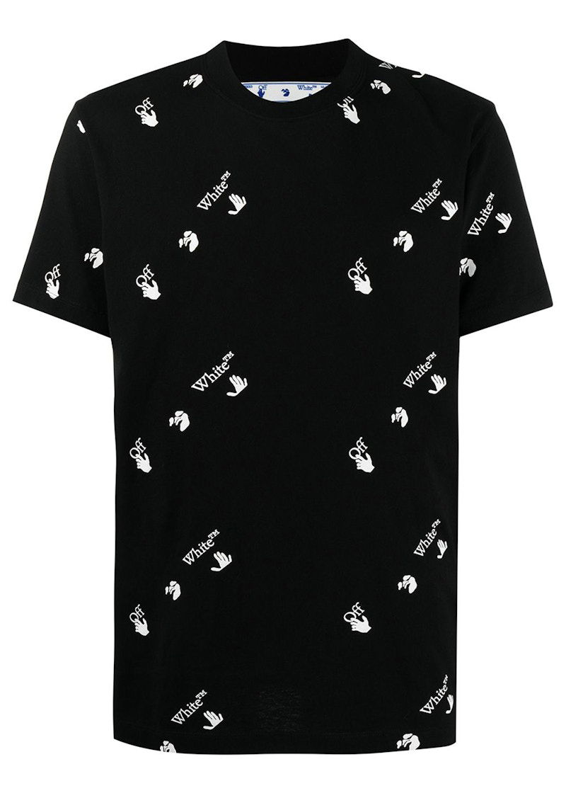 T-paita Off-White All Over Logo Print T-Shirt Black White Musta | OMAA027R21JER0121001