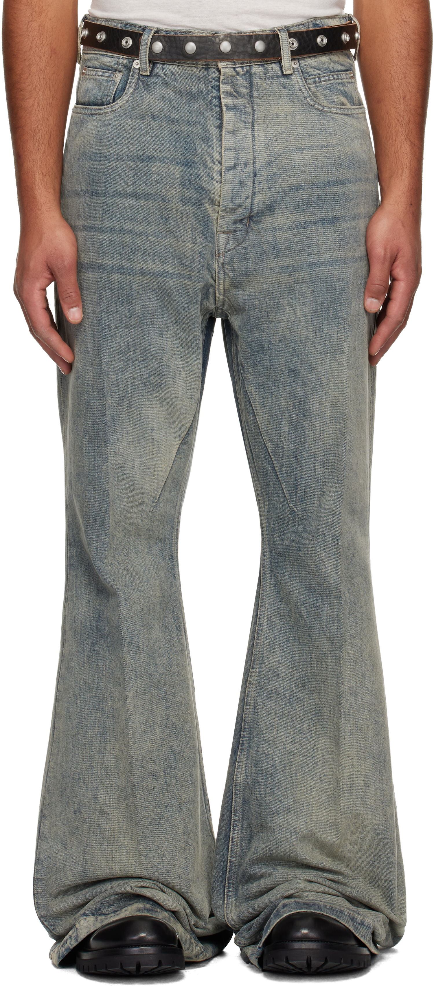 Jeans Rick Owens Flared Wide-Leg Distressed Jeans Concordians Bolan Sininen | RR02E1335 DWG, 0
