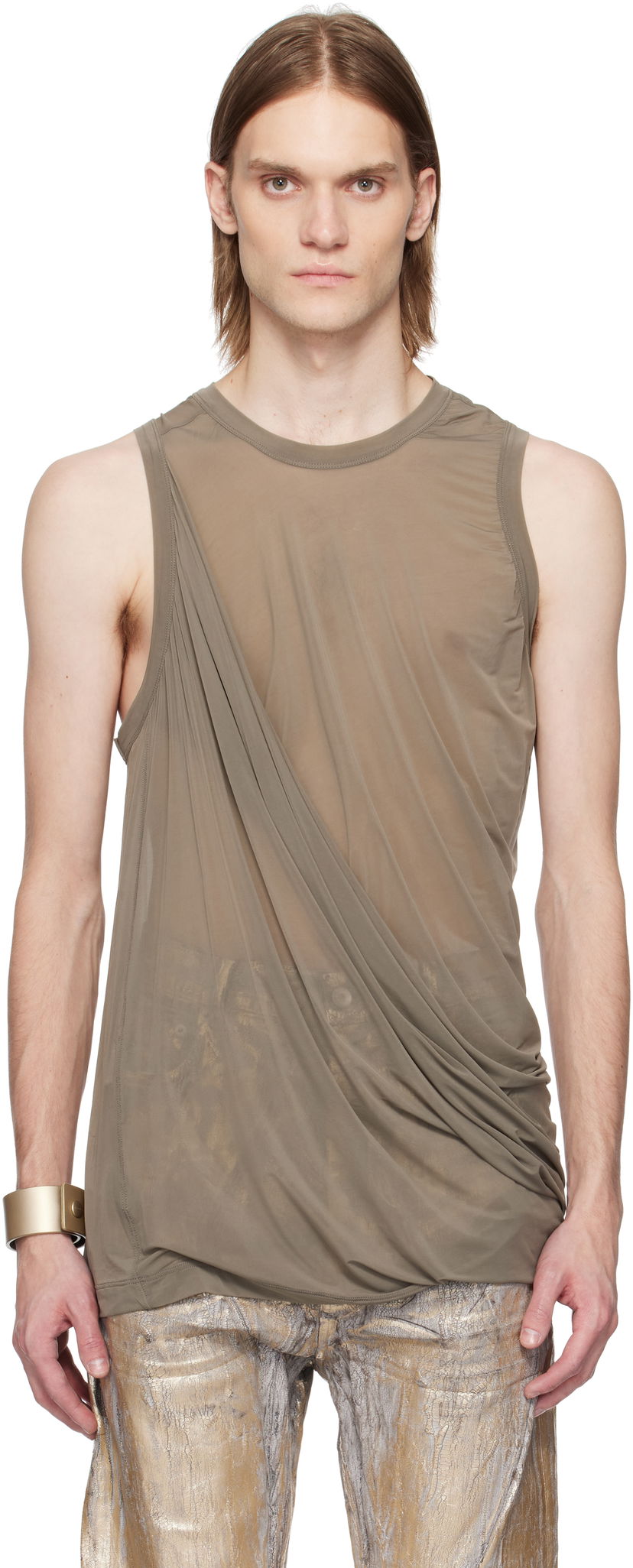 Tankkitoppi Rick Owens Rick Owens Hollywood Anthem Draped Tank Top Vihreä | RR01E5152 BZ