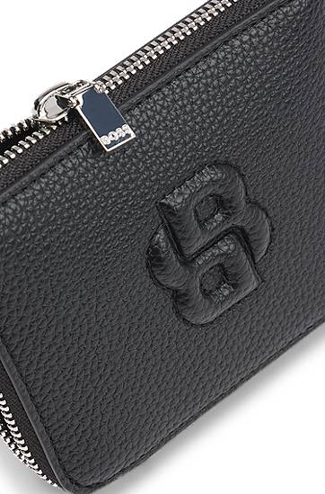 Lompakko BOSS Grained Ziparound Wallet with Double B Monogram Musta | 50542050, 1