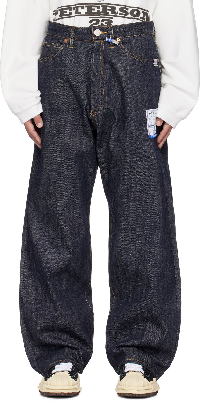 Housut Maison MIHARA YASUHIRO Maison MIHARA YASUHIRO Selvage Denim Baggy Pants Sininen | I13PT023