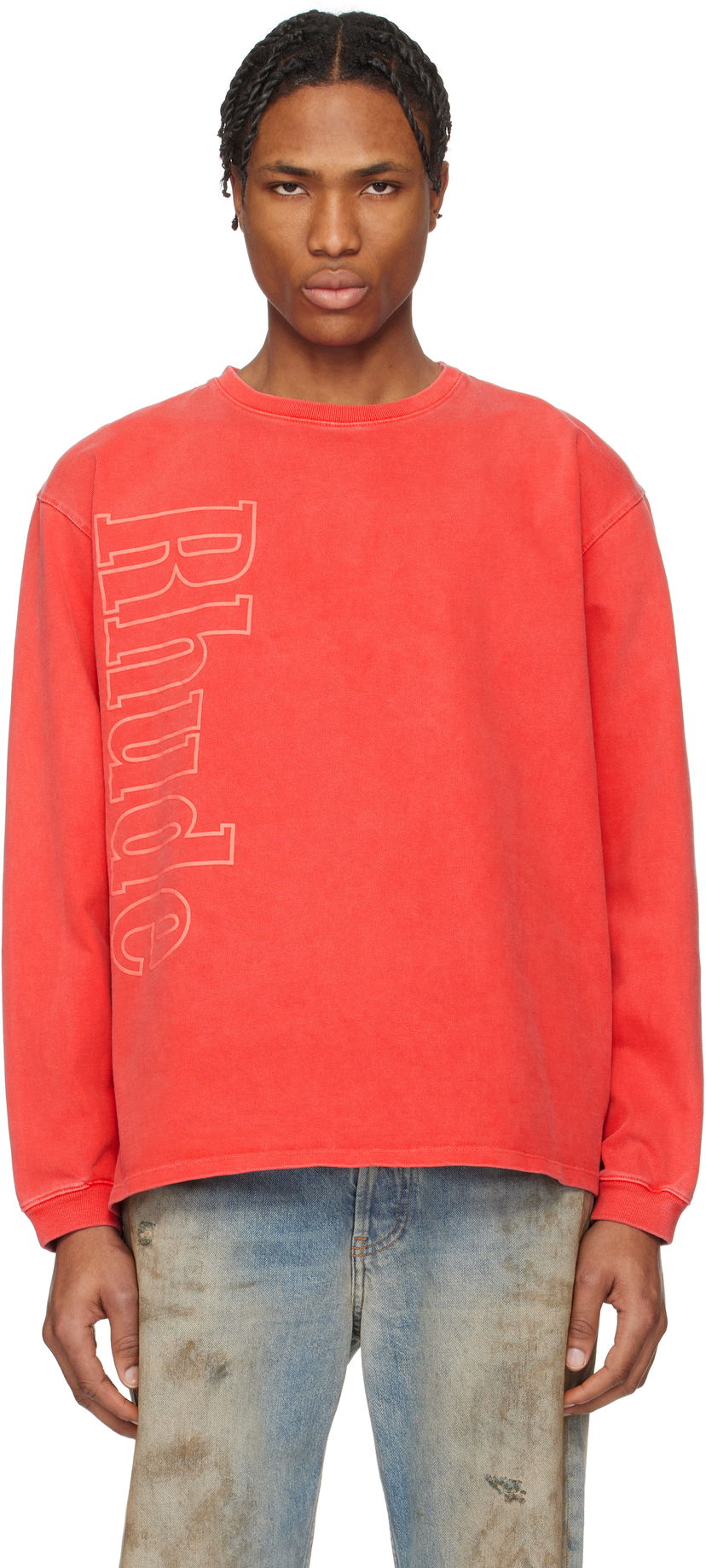 Huppari Rhude Rhude Side Logo Long Sleeve T-Shirt Punainen | RHPS25TT13012