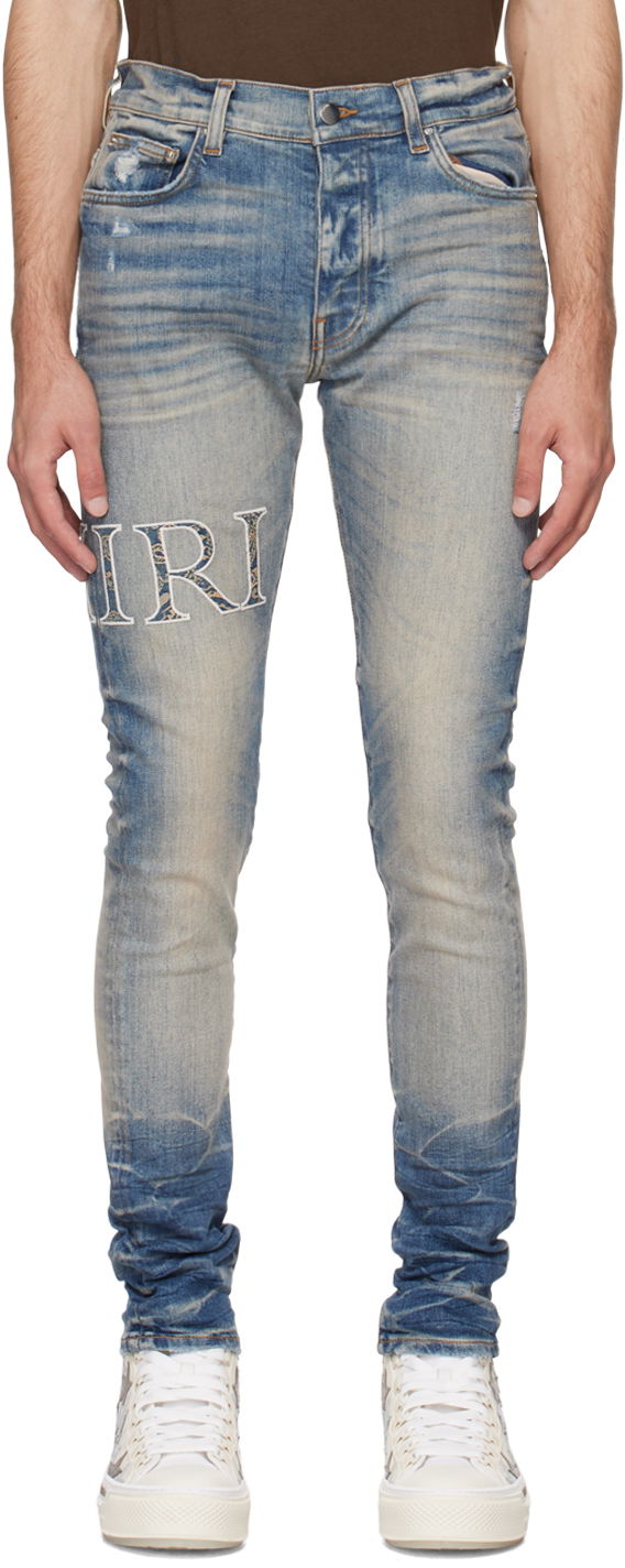 Jeans AMIRI AMIRI Bandana Print Skinny Jeans Harmaa | AMDNSY1011
