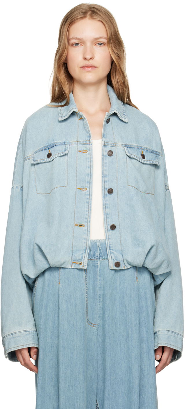 Takki Dries Van Noten Round Denim Jacket Sininen | 242-010506-9378