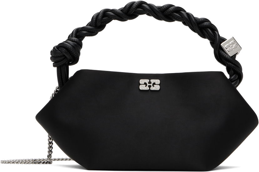 Käsilaukku GANNI Satin Mini Bou Bag with Braided Handle and Crystal Logo Musta | A6340