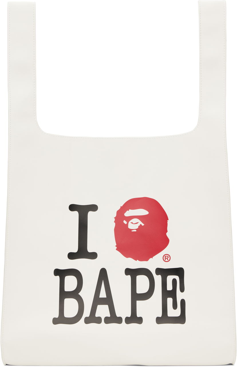 Kangaskassi BAPE A Bathing Ape 'I Love BAPE' Tote Bag Valkoinen | 001BAK802001L