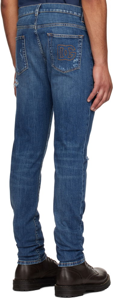 Jeans Dolce & Gabbana Dolce&Gabbana Slim-Fit Stretch Jeans with Logo Embroidery Sininen | GY07CZG8MX3, 2