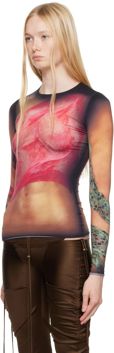 T-paita Marine Serre Marine Serre Recycled Draped Statue Jersey Second Skin T-shirt Monivärinen | WTS006A CJER0076, 3