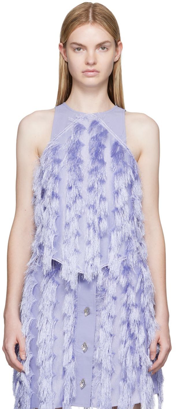 Tankkitoppi GANNI GANNI Fringe Camisole Top Violetti | F7197, 0