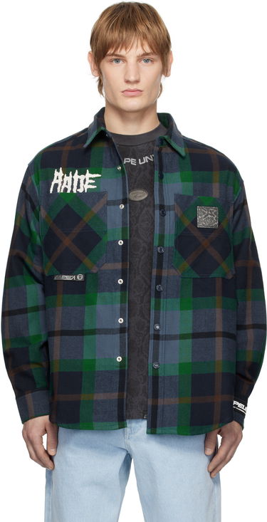Paita AAPE by A Bathing Ape AAPE by A Bathing Ape 'AAPE UNVS' Long Sleeve Check Shirt Sininen | AAPSTM8504XXNNYM, 0