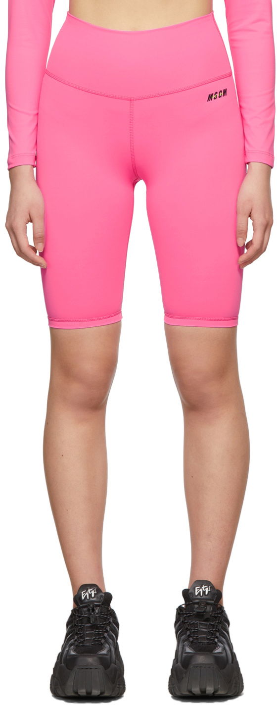 Shortsit MSGM Micro Logo Bike Shorts Vaaleanpunainen | 3245MDB10 227180
