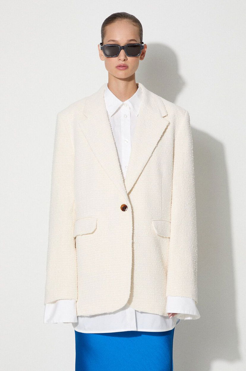 Takki Samsoe Samsoe Single-Breasted Straight Fit Blazer Beige | F23200185