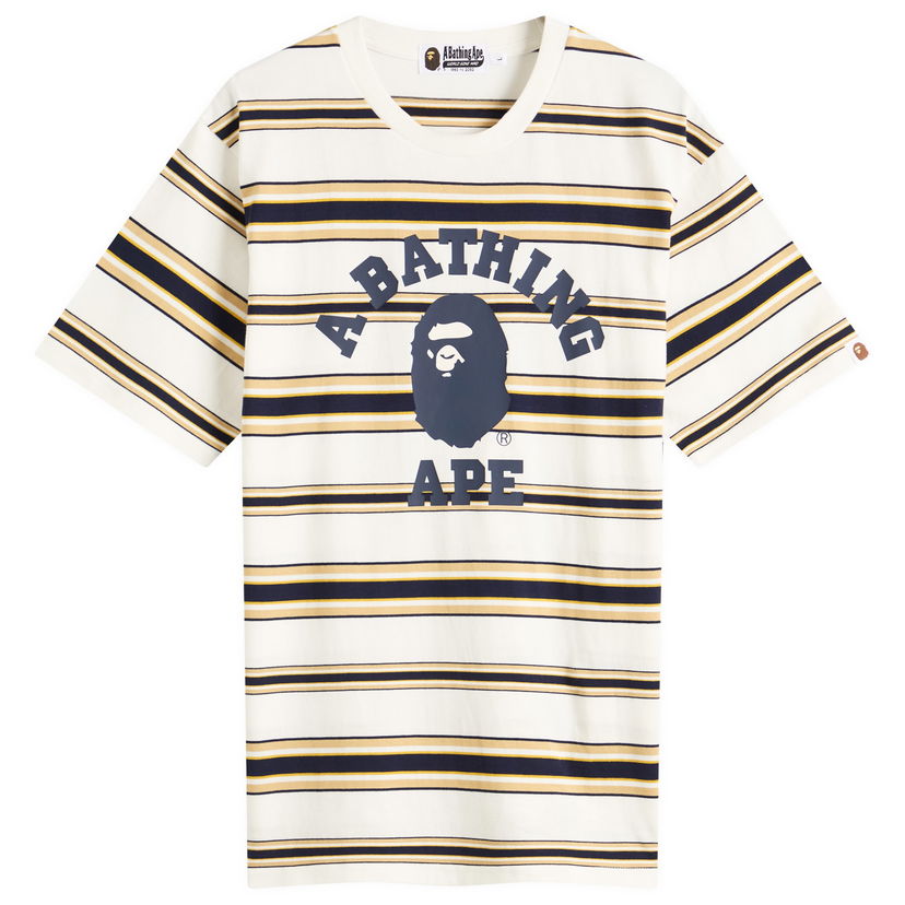 T-paita BAPE A Bathing Ape College Stripe Tee Valkoinen | 001CSL301006M-WHT