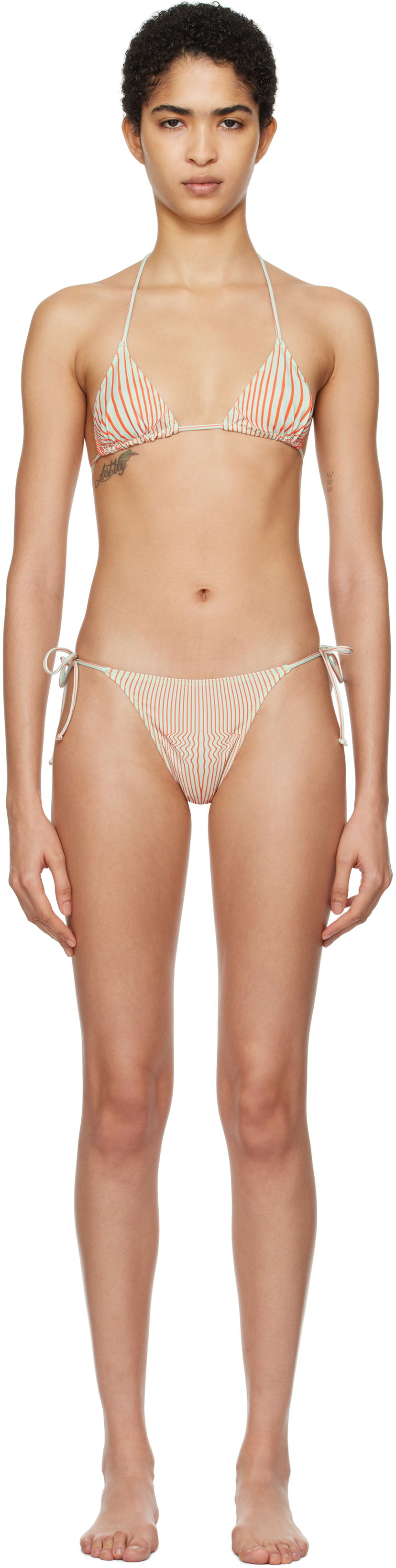 Uimapuvut Jean Paul Gaultier Gaultier 'The Pinstripe Body Morphing' Bikini Set Vihreä | 25/33-F-BS021-J571-4216