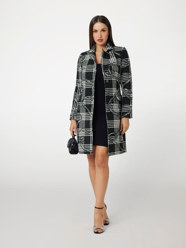 Takit GUESS Plaid Wool-Blend Long Coat Musta | W5RL65WGWG0, 0