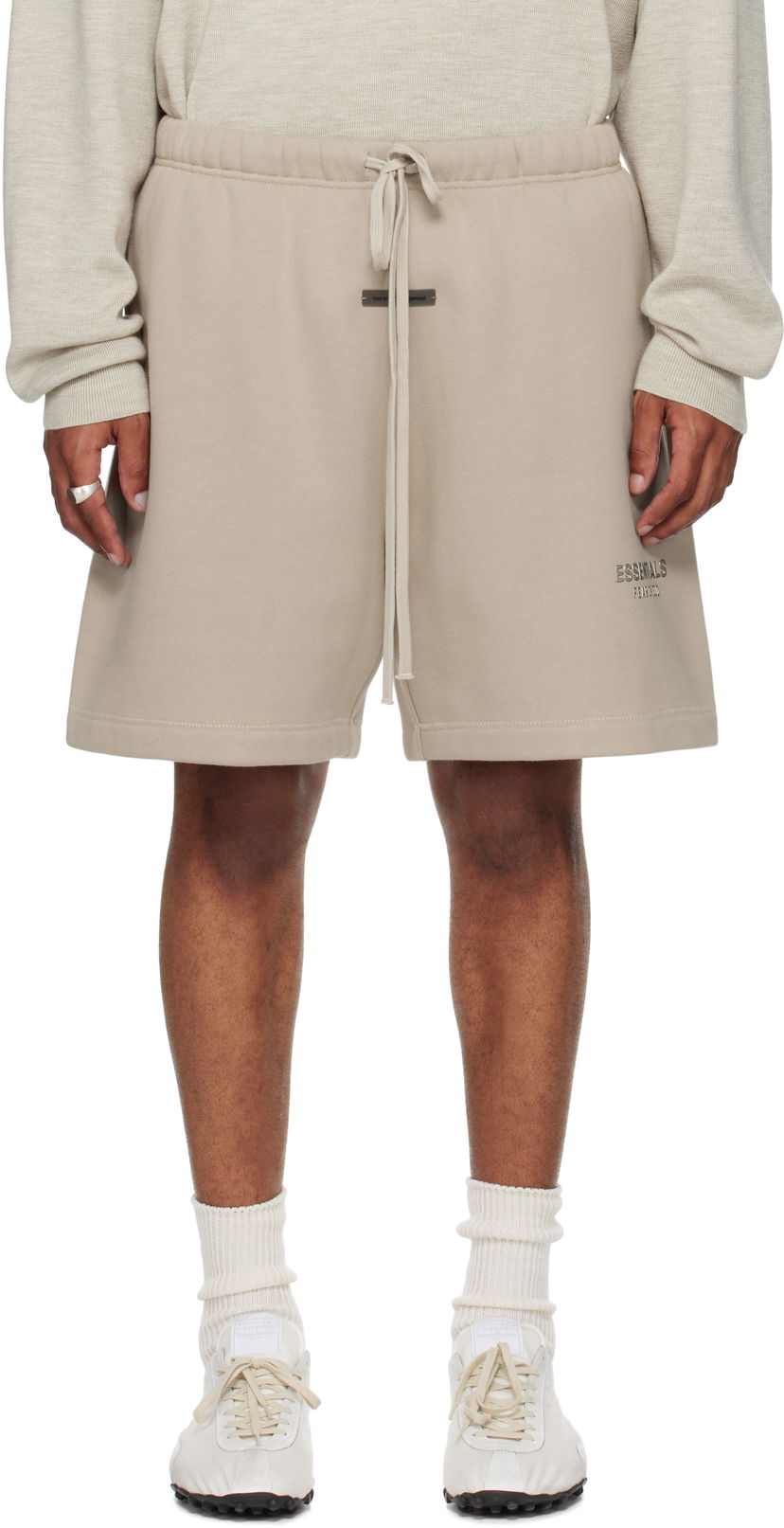 Shortsit Fear of God ESSENTIALS Fleece Soccer Shorts Beige | 160SP252001F