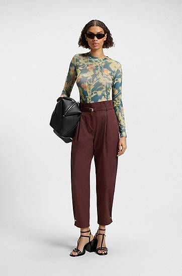 T-paita BOSS Floral Print Stretch-Mesh Top Monivärinen | 50542422, 1