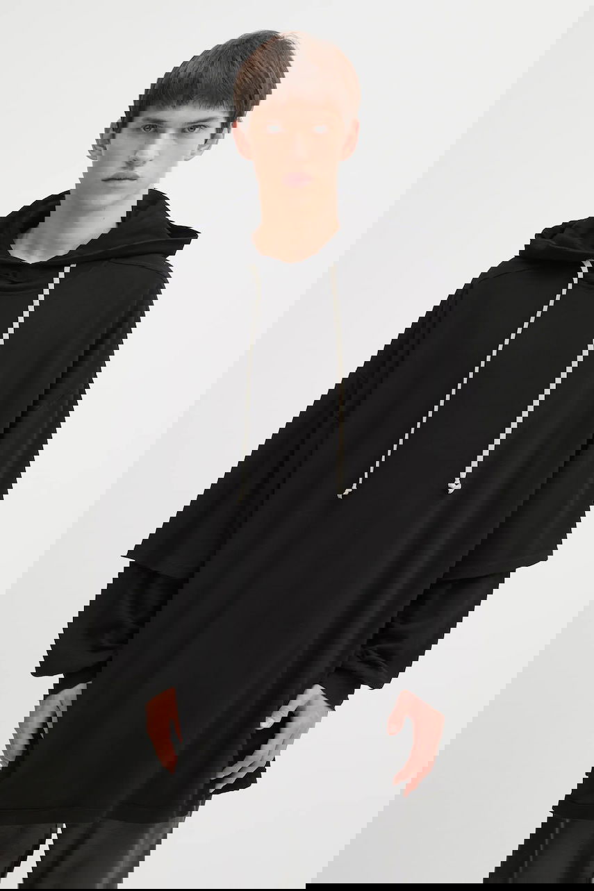 Huppari Rick Owens Rick Owens DRKSHDW Tommy Hustler Oversized Layered Sleeve Hoodie Musta | DU02E7271.JDB, 0