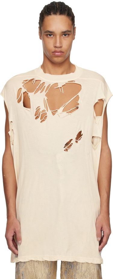 Tankkitoppi Rick Owens Rick Owens DRKSHDW Distressed Sleeveless T-Shirt Beige | DU01E3158 BHNDSD, 0
