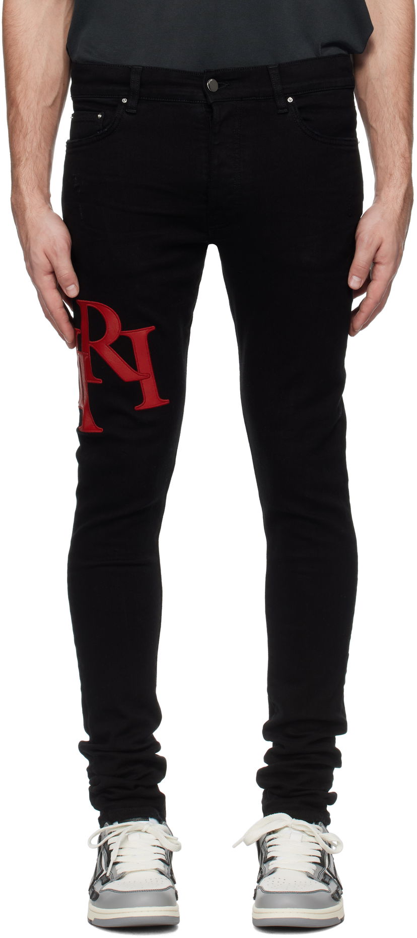 Jeans AMIRI Skinny Jeans With Staggered Logo Musta | AMDNSY1114