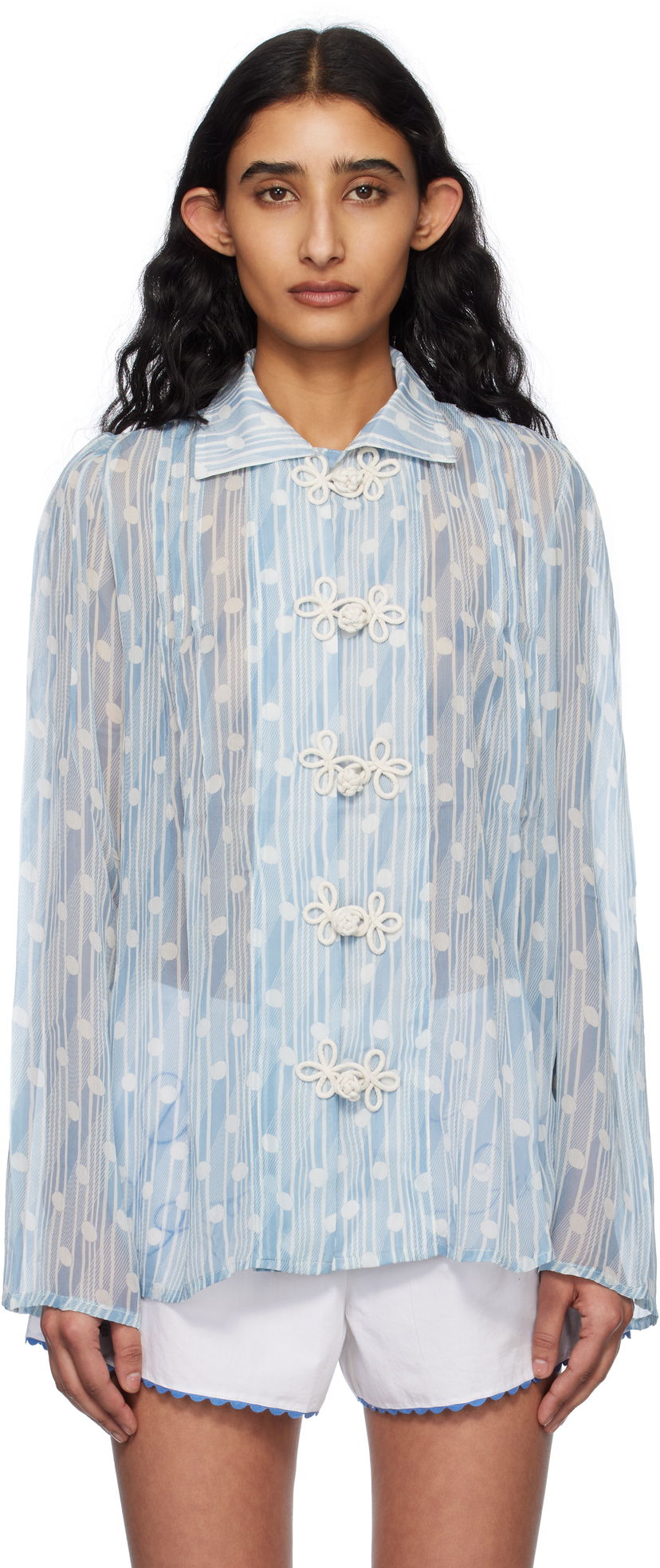 Paita Bode Bode Meridian Print Blouse Sininen | WRS25SH031