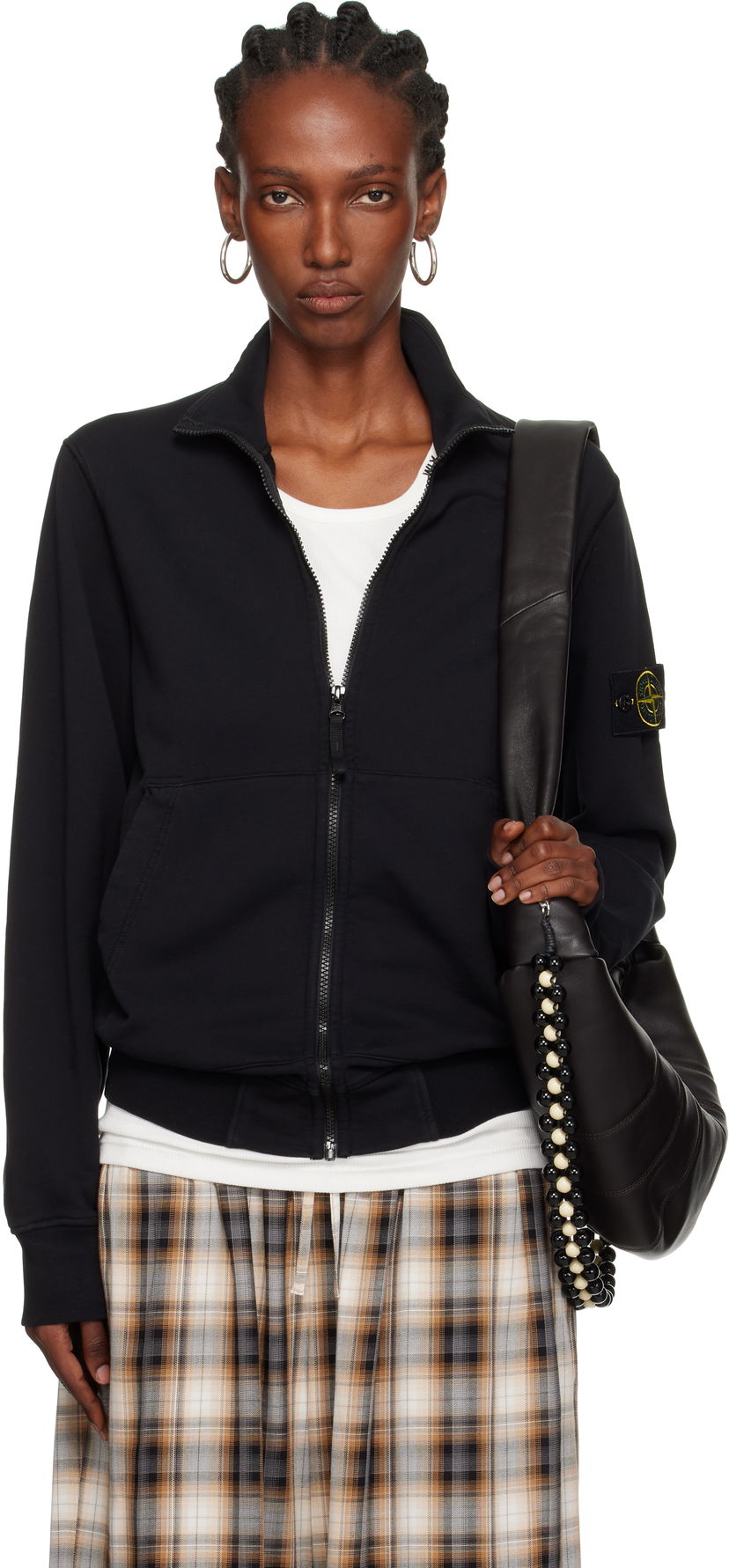 Takki Stone Island Stone Island Organic Cotton Fleece Jacket Musta | K2S15 6100063 S0051