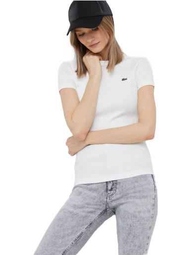 T-paita Lacoste Slim Fit Organic Cotton T-Shirt Valkoinen | TF5538