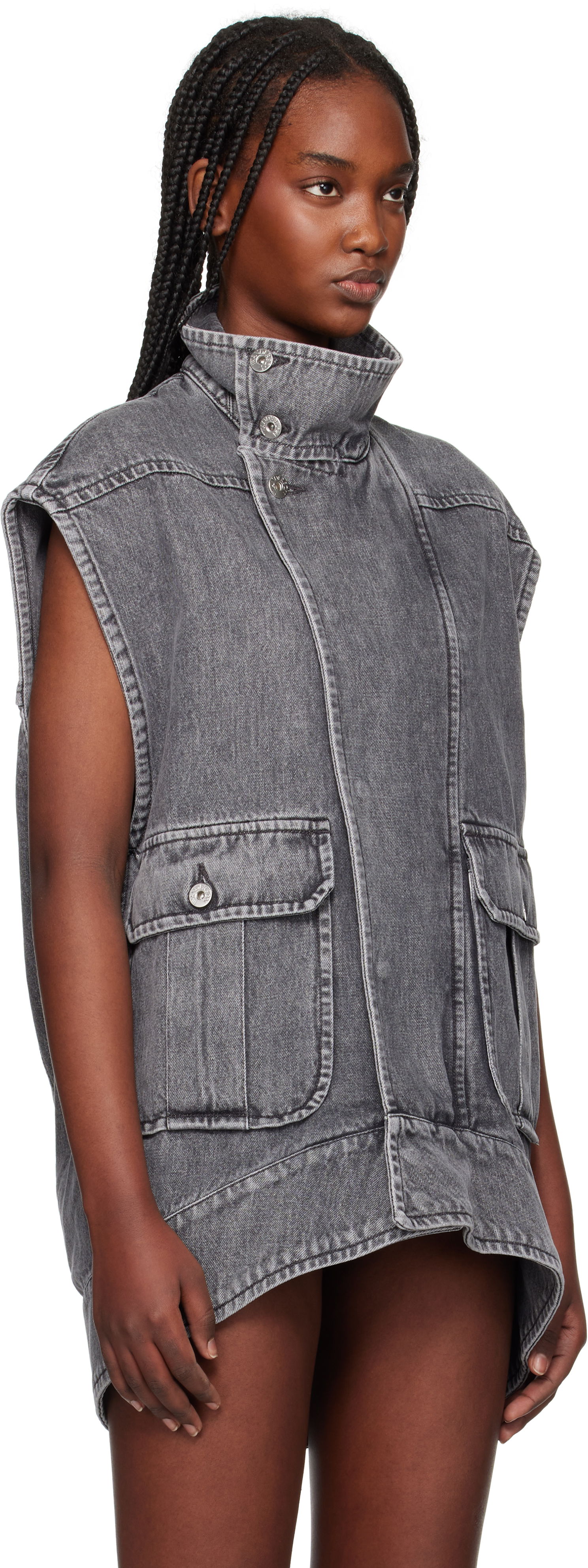 Liivi JW Anderson JW Anderson Oversized Sleeveless High Neck Vest Harmaa | DJ0037-PG1745, 1
