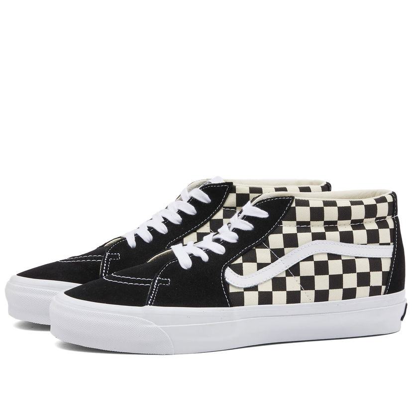 Skateboarding Vans Men's Sk8-Mid Reissue 83 Sneakers in Lx Checkerboard Black/Off White, Size UK 10 | END. Clothing Musta | VN000CQQ2BO
