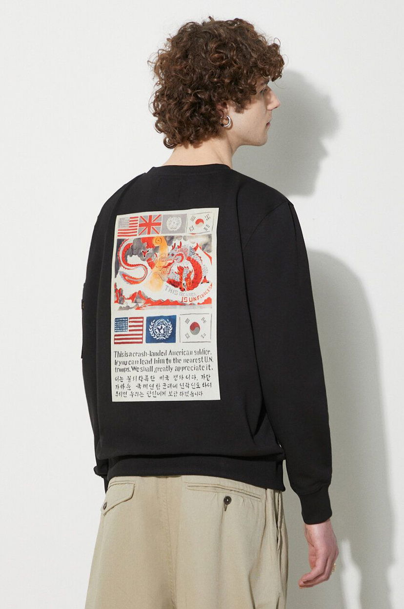 Huppari Alpha Industries Sweatshirt With Print Musta | 136300