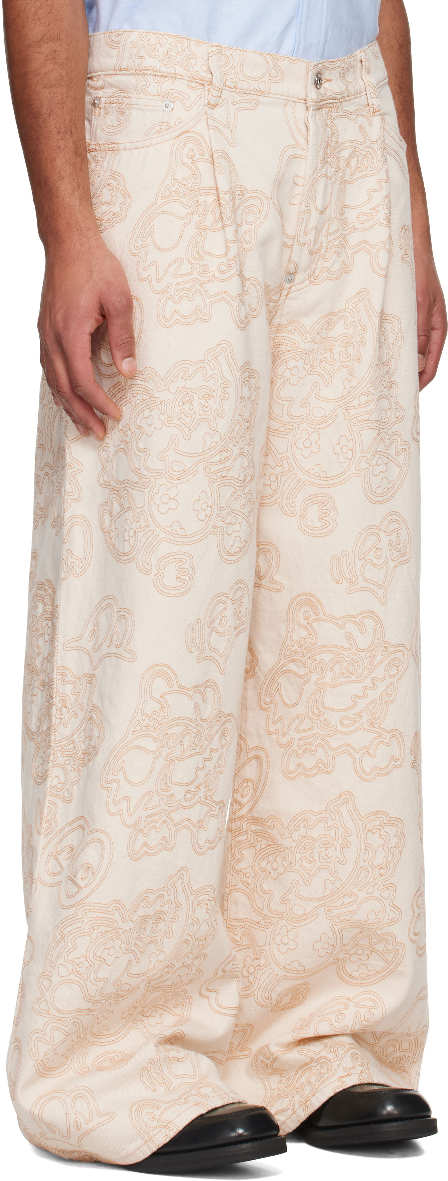 Housut KENZO Kenzo Paris VERDY Edition Buggy Fit Jeans Beige | FF55DP4196W1, 1
