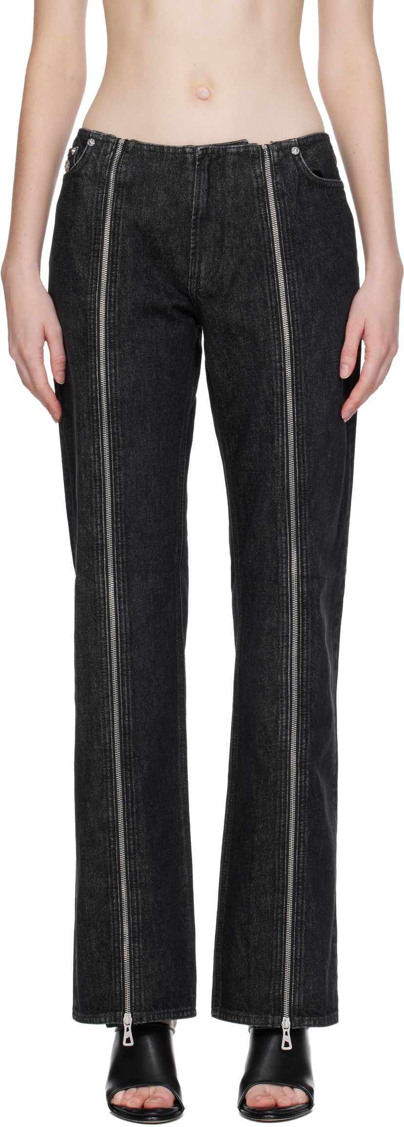Jeans Jean Paul Gaultier Jean Paul Gaultier Zipped Jeans Musta | 25/04-W-TR041-D016-06