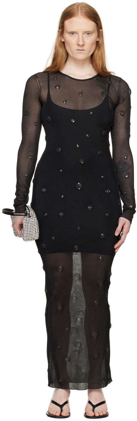 Mekko Alexander Wang Gem Mesh Maxi Dress Musta | 1KC2246020