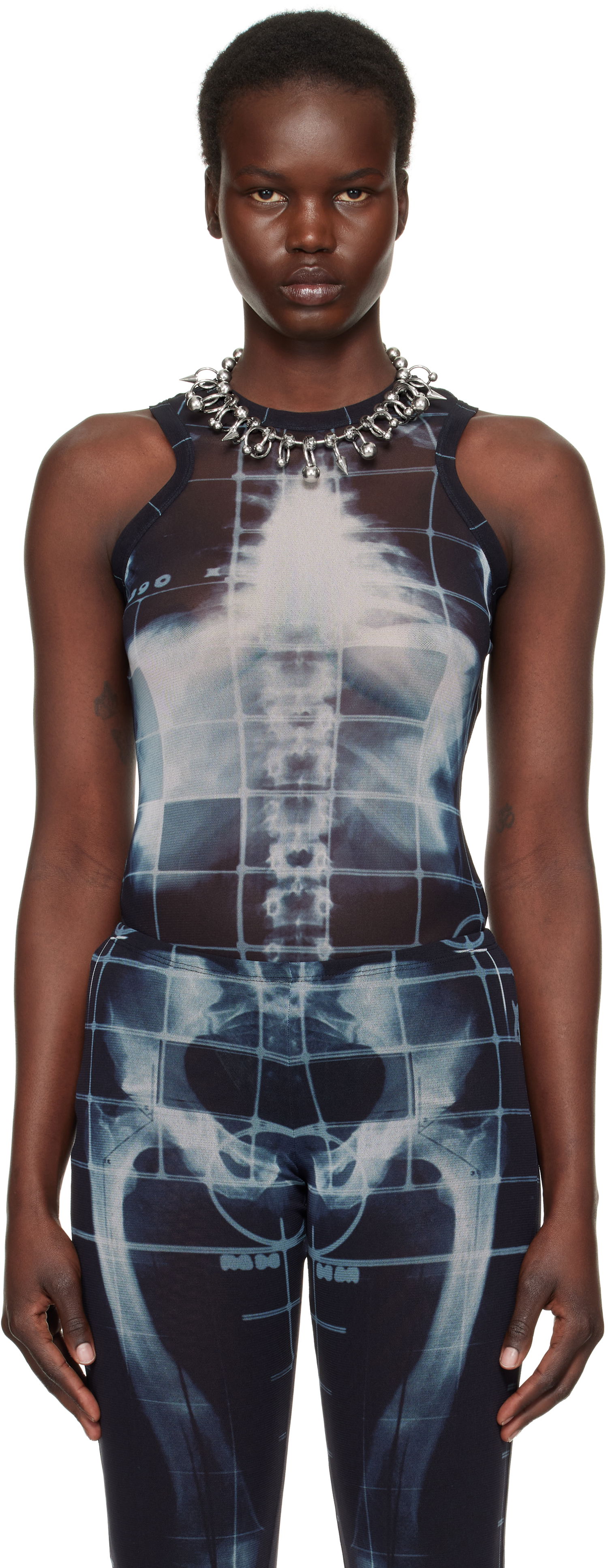 Leggingsit Jean Paul Gaultier Jean Paul Gaultier 'The Squeletor' Bodysuit Musta | 25/33-F-BD058-T580-005956, 0
