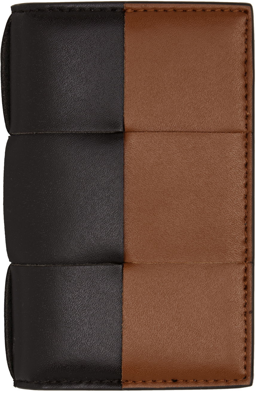 Lompakko Bottega Veneta Brown & Tan Cassette Flap Card Case Wallet Musta | 748053V4HD3, 0