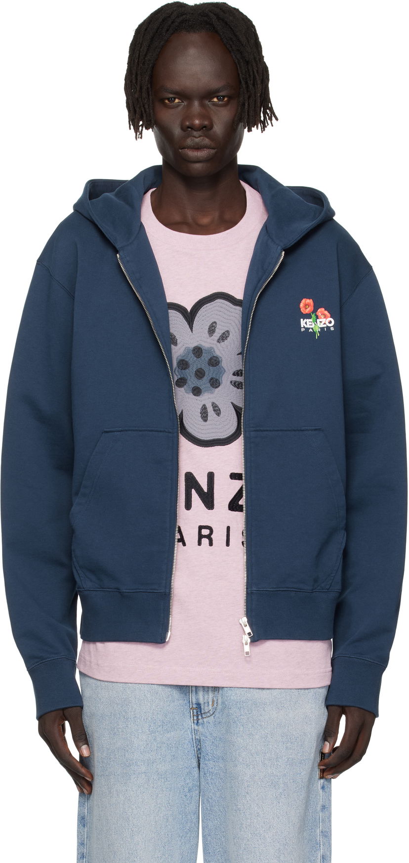 Huppari KENZO Kenzo 'KENZO Archive Bouquet' Full-Zip Hoodie Tummansininen | FF65HO2554MF