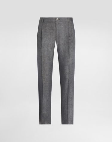 Housut Dolce & Gabbana Dolce & Gabbana Washed Linen Canvas Trousers Harmaa | GP06JTFU4MFN0701, 0
