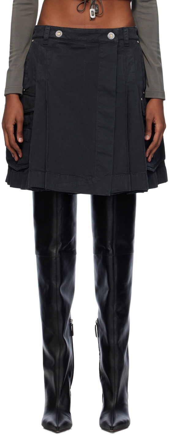 Hame Dion Lee Kilt Denim Midi Skirt Musta | C1005PS24