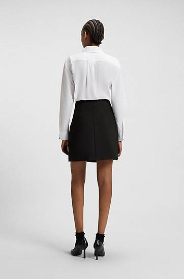 Hame BOSS Wrap-front Skirt with Knot Button Musta | 50547624, 1