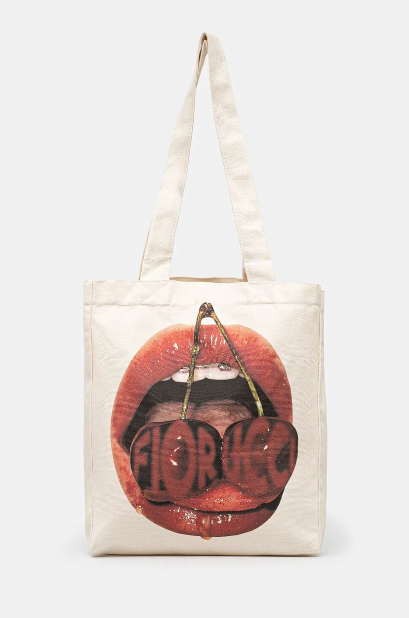 Kangaskassi Fiorucci Mouth Print Canvas Tote Bag Valkoinen | U01FPABA207CO03WH02